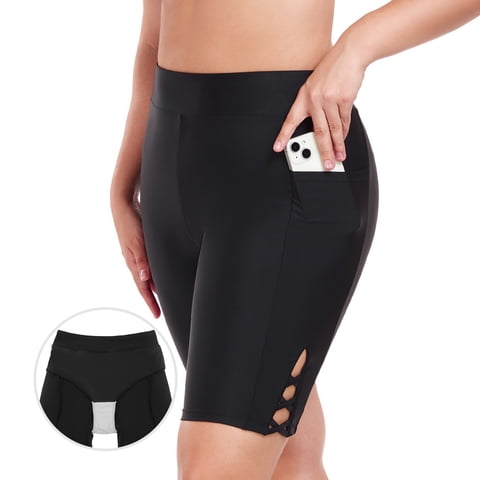 Women's 8" High Waisted Swim Shorts UV Sun Protection Board Shorts with Liner