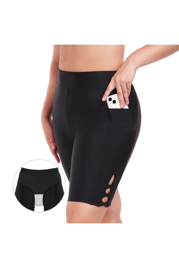 Women's 8" High Waisted Swim Shorts UV Sun Protection Board Shorts with Liner