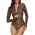 thumbnail image 1 of RELLECIGA Women's Animal Print Rash Guard Long Sleeve Women Zipper One Piece Swimsuit Sexy Monokini Bathing Suits Size XL, 1 of 10