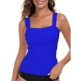 thumbnail image 1 of RELLECIGA Women's Bandeau Ruched Tankini Top Swimsuits Modest Bathing Suits, 1 of 10