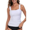 thumbnail image 1 of RELLECIGA Women's Bandeau Ruched Tankini Top Swimsuits Modest Bathing Suits, 1 of 10