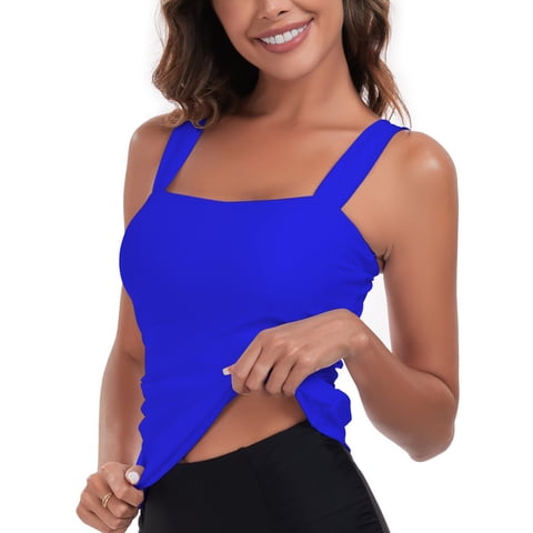 Women's Bandeau Ruched Tankini Top Swimsuits Modest Bathing Suits