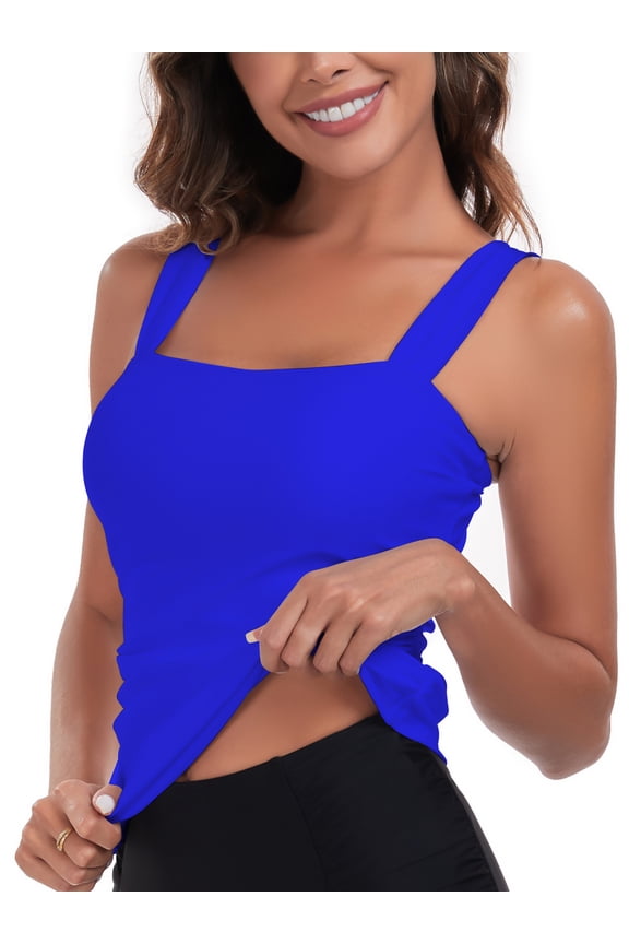 Women's Bandeau Ruched Tankini Top Swimsuits Modest Bathing Suits
