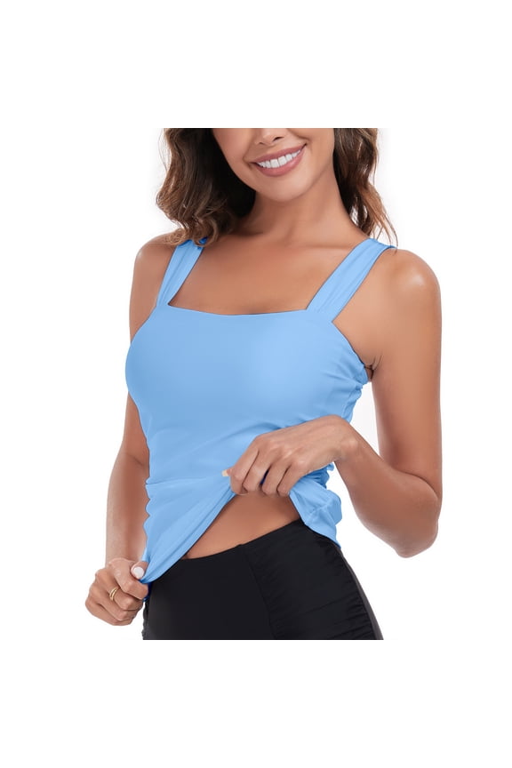 Women's Bandeau Ruched Tankini Top Swimsuits Modest Bathing Suits