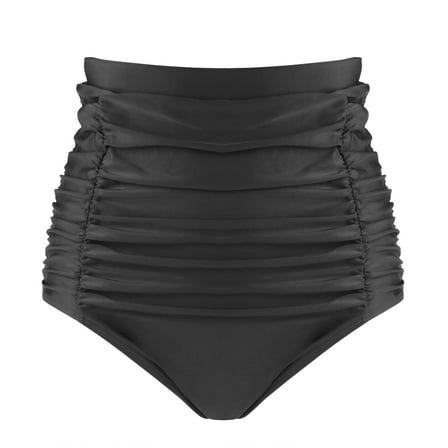 RELLECIGA Women's Black High Waisted Bikini Bottom Ruched Swimsuit Bottom Small