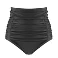 thumbnail image 1 of RELLECIGA Women's Black High Waisted Bikini Bottom Ruched Swimsuit Bottom Small, 1 of 13