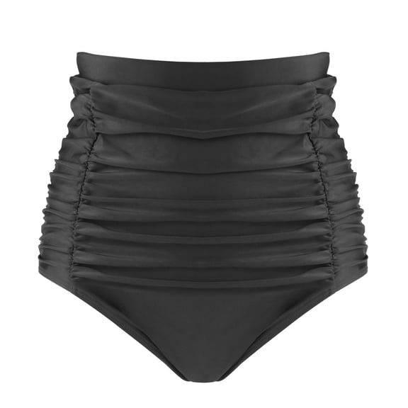 RELLECIGA Women's Black High Waisted Ruched Bikini Bottom Size X-Large