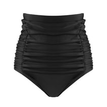 RELLECIGA Women's Black High Waisted Ruched Bikini Bottom Size XX-Large