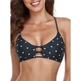 thumbnail image 1 of RELLECIGA Women's Black Polka Dot Strappy Longline Triangle Bikini Top Size Medium, 1 of 8