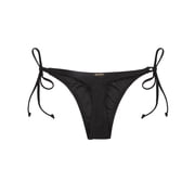RELLECIGA Womens Black Tie Side Thong Bikini Bottom Adjustable Brazilian Bathing Suits for Women Size Medium