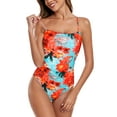thumbnail image 1 of RELLECIGA Women's Floral Bandeau Ruched One Piece Swimsuit Tummy Control Sexy Strapless One Piece Bathing Suit with Removable Straps, 1 of 7