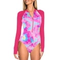thumbnail image 1 of RELLECIGA Women's Floral Rash Guard Long Sleeve Women Zipper One Piece Swimsuit Sexy Monokini Bathing Suits Size L, 1 of 10