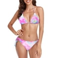 thumbnail image 1 of RELLECIGA Women's Halter Ring Triangle Bikini Sets Sexy String Bikini Two Piece Swimsuit Floral Bathing Suits Size L, 1 of 5