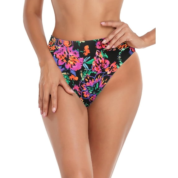 RELLECIGA Women's High Cut High Waisted Bikini Bottom