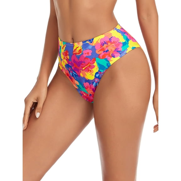 RELLECIGA Women's High Cut High Waisted Bikini Bottom