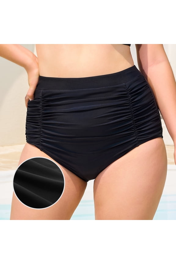 Women's High Waisted Hipster Bikini Swimsuit Bottom Ruched Swim Bottom