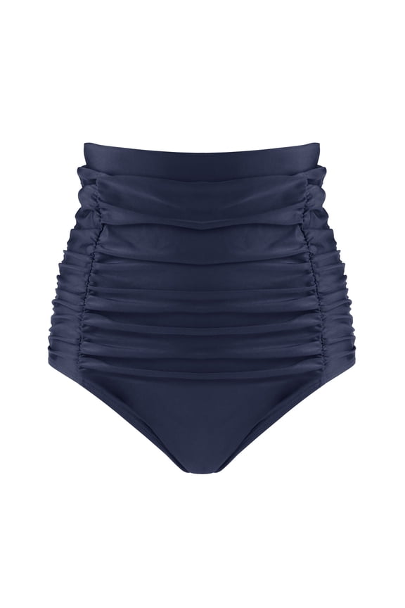 Women's High Waisted Ruched Bikini Bottom Tummy Control Swimwear