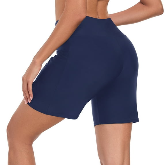 RELLECIGA Women's High-Waist Athletic Shorts with Pockets Yoga Workout Biker Shorts for Women