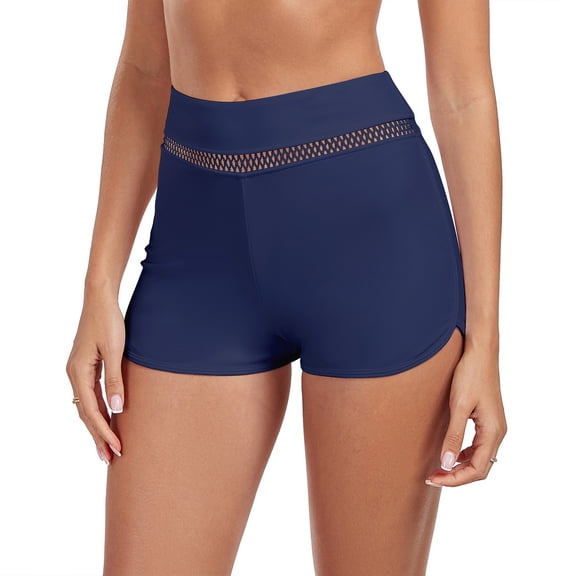 RELLECIGA Women's High Waisted Swim Bottom Lace Board Shorts Bathing Suit Swim Shorts for Woman