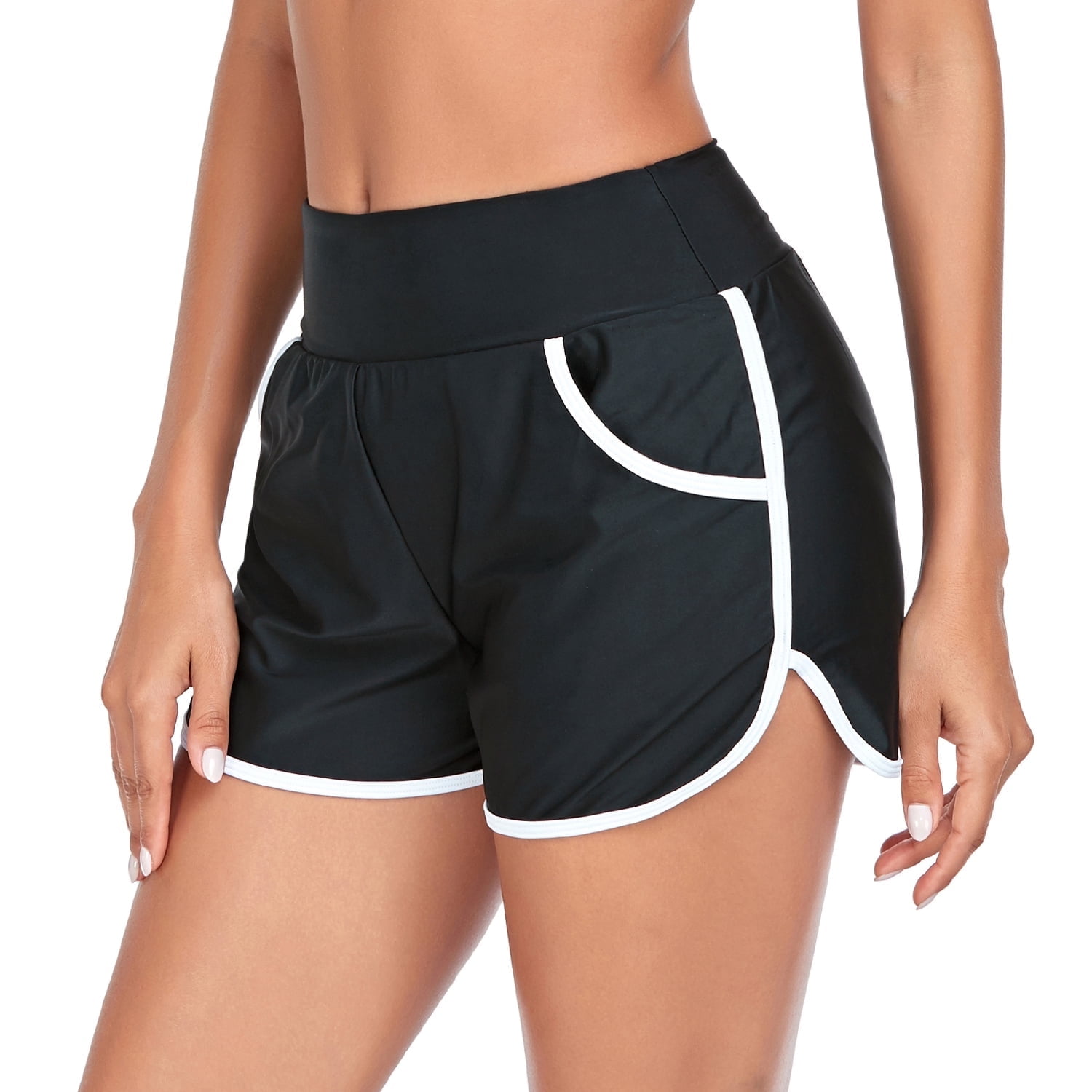 RELLECIGA Women's High Waisted Swim Shorts Swimsuit Bottoms Board ...