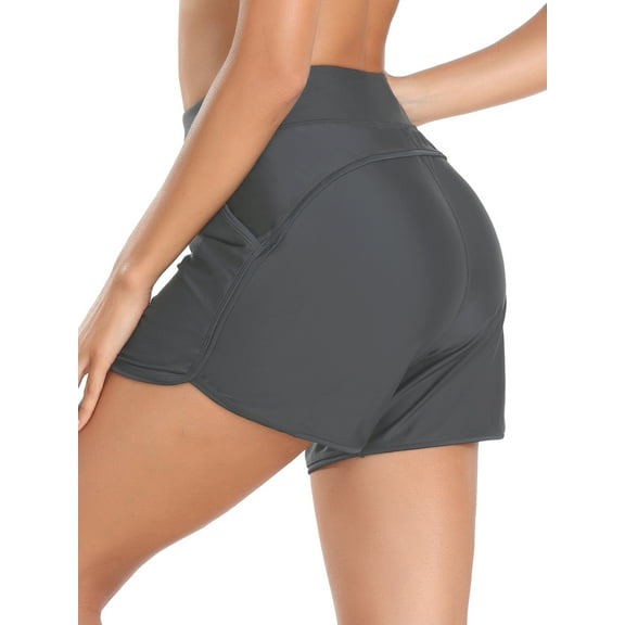 RELLECIGA Women's High Waisted Swim Shorts with Pockets UV Sun Protection Board Shorts