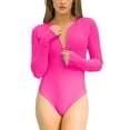 thumbnail image 1 of RELLECIGA Women's Hot Pink Rash Guard Long Sleeve Women Zipper One Piece Swimsuit Sexy Monokini Bathing Suits Size M, 1 of 11