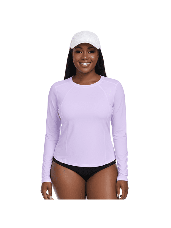 Women's Long Sleeve UPF 50+ UV Protection Swim Top Bathing Suit Rash Guard Swim Shirt Long Sleeve Swimsuit