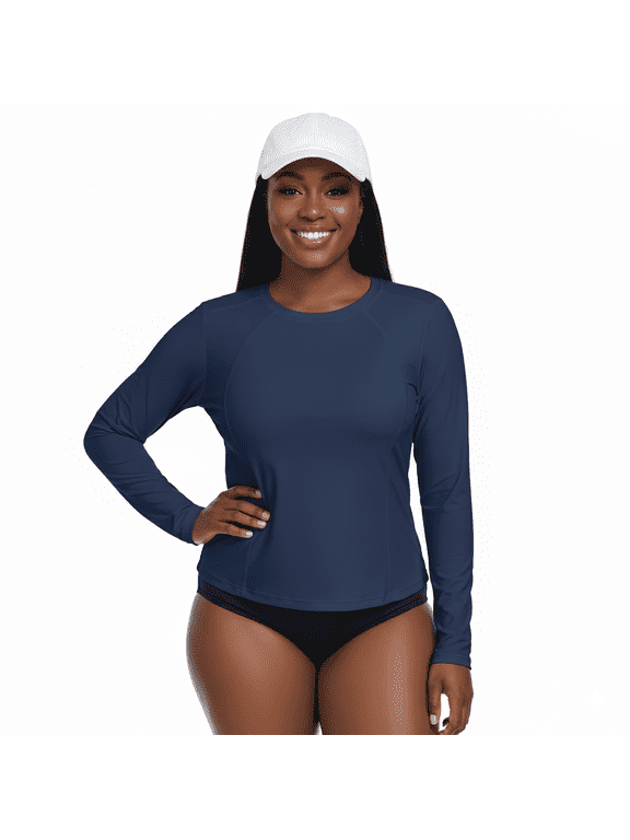 Women's Long Sleeve UPF 50+ UV Protection Swim Top Bathing Suit Rash Guard Swim Shirt Long Sleeve Swimsuit