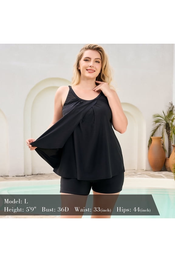 Women's Mesh Tankini with Shorts Swimsuit 2 Piece Bathing Suits for Women Plus Size