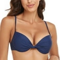 thumbnail image 1 of RELLECIGA Women's Navy Blue Push Up Bikini Top Twist Front Underwire Bathing Suit Size Large, 1 of 8