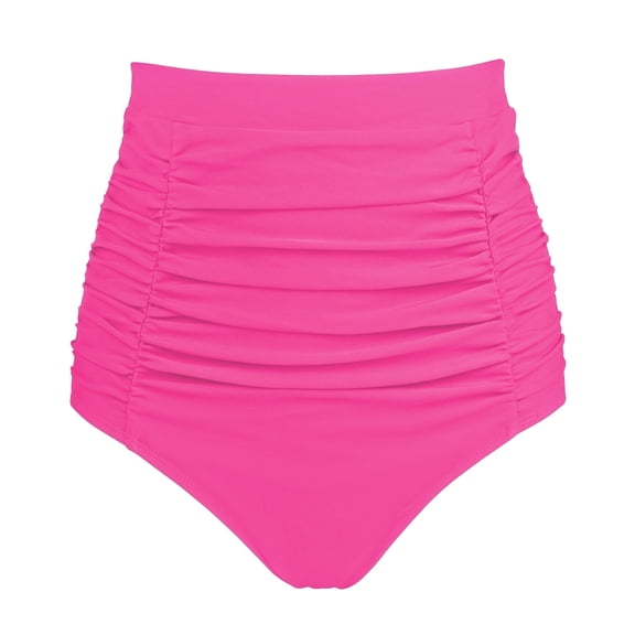 RELLECIGA Women's Neon Rose High Waisted Ruched Bikini Bottom Size XXX-Large