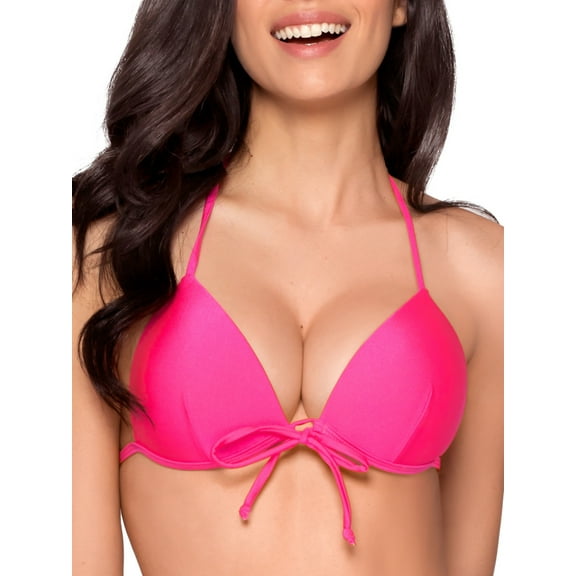 RELLECIGA Women's Neon Rose Push up Triangle Bikini Top Size Medium