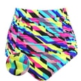 thumbnail image 1 of RELLECIGA Women's Neon Striped High Waisted Ruched Bikini Bottom Size XXX-Large, 1 of 14