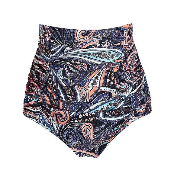 RELLECIGA Women's Paisley Floral High Waisted Ruched Bikini Bottom Size X-Large