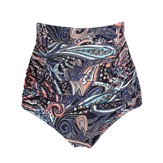 RELLECIGA Women's Paisley Floral High Waisted Ruched Bikini Bottom Size X-Large