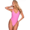 thumbnail image 1 of RELLECIGA Women's Pink High Cut Low Back One Piece Thong Swimsuit Low Neck Sexy Bathing Suit Monokini Thong One Piece Swimwear, 1 of 7