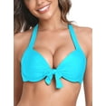 thumbnail image 1 of RELLECIGA Women's Push Up Bikini Top Knot Front Underwire Bathing Suit, 1 of 7