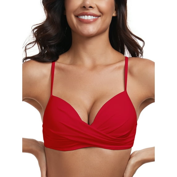RELLECIGA Women's Push Up Bikini Top Twist Front Underwire Bathing Suit for Women