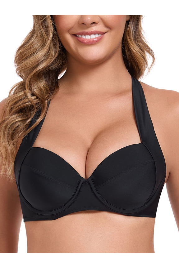 Women's 3/4 Molded Cup Push Up Underwire Bikini Top