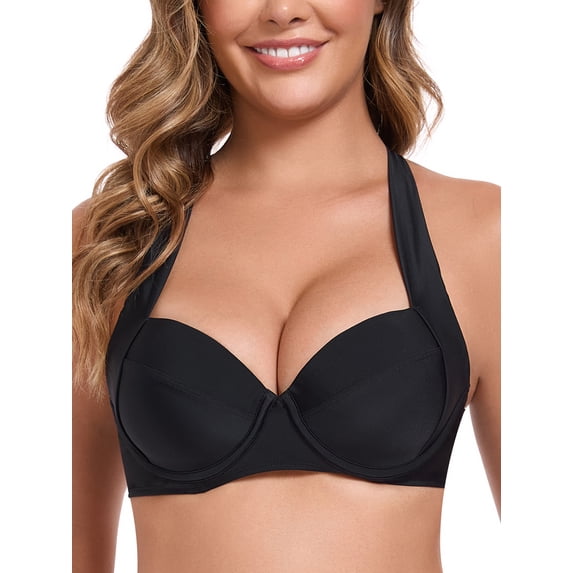 RELLECIGA Women's 3/4 Molded Cup Push Up Underwire Bikini Top
