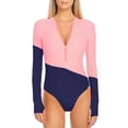 thumbnail image 1 of RELLECIGA Women's Rash Guard Long Sleeve Women Tummy Control Zipper One Piece Swimsuit Sexy Monokini Bathing Suits Color Block Size S, 1 of 6