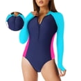thumbnail image 1 of RELLECIGA Women's One Piece Bathing Suit One Piece Swimsuit Zipper Long Sleeve Rash Guard Swimsuit for Women Size S, 1 of 10