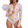 thumbnail image 1 of RELLECIGA Women's Rash Guard Long Sleeve UV Protection Women Tummy Control Zipper One Piece Swimsuit Sexy Monokini Bathing Suits Riviera Size M, 1 of 8