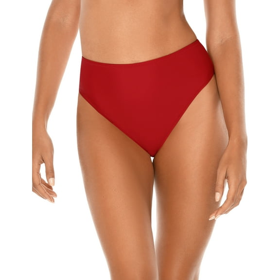 RELLECIGA Women's Red High Cut High Waisted Bikini Bottom Size Large