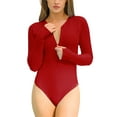 thumbnail image 1 of RELLECIGA Women's Red Rash Guard Long Sleeve Women Tummy Control Zipper One Piece Swimsuit Sexy Monokini Bathing Suits Size M, 1 of 11