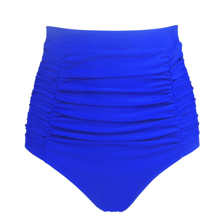 RELLECIGA Women s Royal Blue High Waisted Ruched Bikini Bottom Size Small Walmart