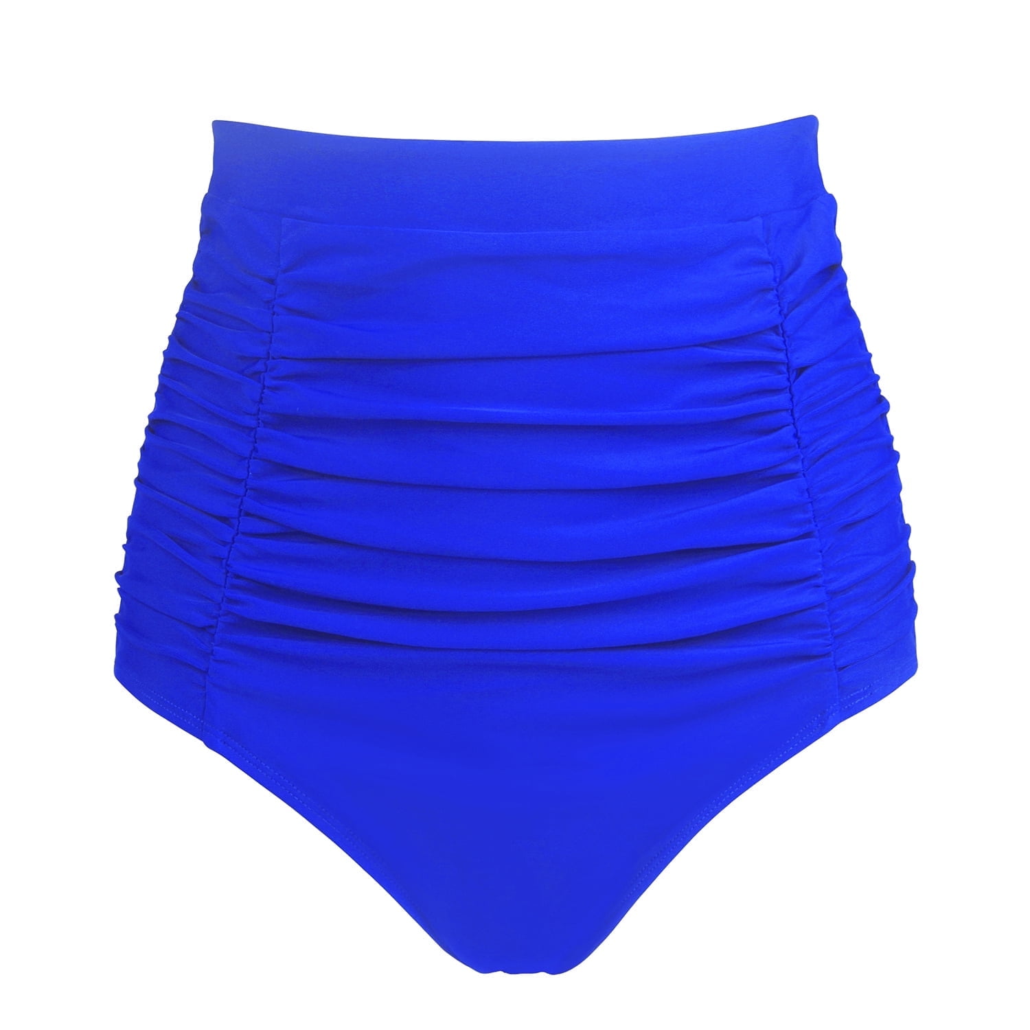 Light Blue Ribbed Ruched Front High Waisted Bikini Set