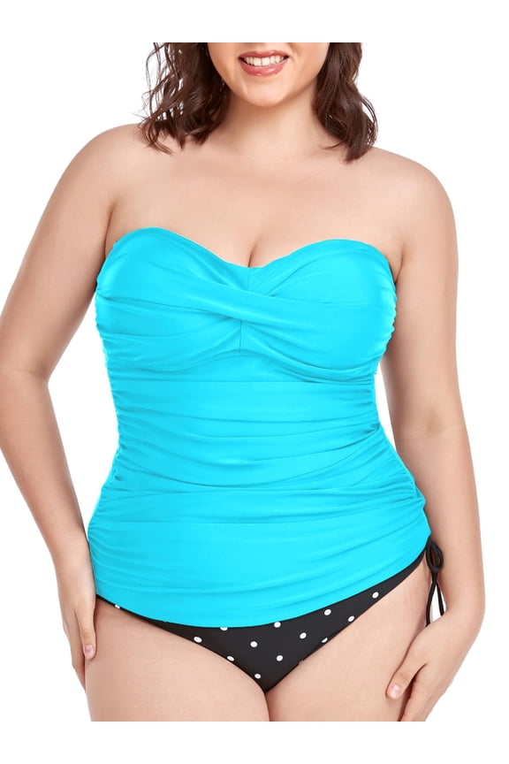 Women's Ruched Bandeau Tankini Top Swimsuits
