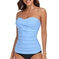 thumbnail image 1 of RELLECIGA Women's Ruched Bandeau Tankini Top Swimsuits, 1 of 9