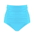 thumbnail image 1 of RELLECIGA Women's Sky Blue High Waisted Ruched Bikini Bottom Size Small, 1 of 12